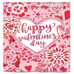 Happy Valentine Day Lace Flag Vertical House Banner