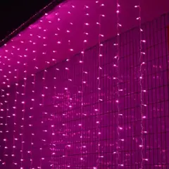 300 LED 12 Strand Twinkling Curtain Light Plug in Pink