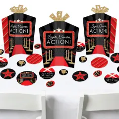Big Dot of Happiness Red Carpet - Movie Night Party Decor and Confetti - Terrific Table Centerpiece Kit - Set of 30
