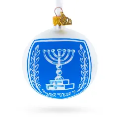 Israel Coat of Arms Glass Ball Christmas Ornament 3.25 Inches
