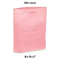 Die Cut Handle Bags for All Events for 16 x 19 x 3" Pink
