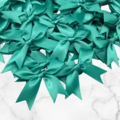 12 Ct Peacock Blue Bows Satin Ribbon