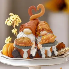 Resin Gnomes for Fall Decor Indoor Home(Orange and White)