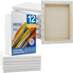 Stretched Canvas for Painting- 8x10 Inch,Bulk Pack of 12,Primed,100% Cotton,5/8 Inch Profile of Super Value Pack for Acrylics,Oils & Other Painting Media.