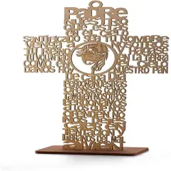 12pcs Jesus Cross Wood Stand Laser Cutout Baptism Centerpiece Brown