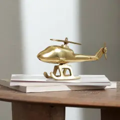 Aluminum Airplane Decorative Sculpture-Home Decor Statue-Accent Figurine Helicopter Gold