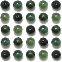100pcs Original Natural Stone Beads Gemstone Round Loose Beads 6mm 8mm 10mm (Green Moss Agate, 6mm 100Beads)