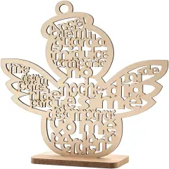 12pcs Wood Religious Centerpiece Cross Guardian Angel Baby Wings Brown