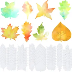 80 Pcs Fall Theme Color Diffusing Leaves 10 Inches