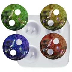 4&rdquo; x 4" x 1.5" Round Holey 4 Buttons Frit Casting Glass Fusing Kiln Mold