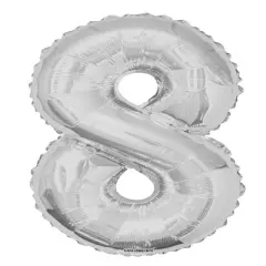 34" Numeral 8 Balloon - Silver, 1ct