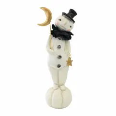 Dee Harvey 11.5 Inch Moonbeam Christmas Figurine , Lightweight Christmas Decor Christmas Snowman Moon Off-white