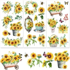 3 Sheets Sunflower Rub on Transfer Waterproof Furniture