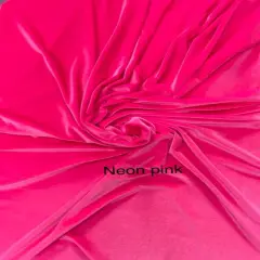 1 Yard Vibrant Neon Pink Stretch Velvet Fabric with Soft Touch and Flexible Drape 58/60 Inch Wide