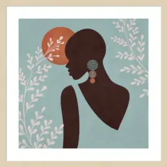 African Black Woman 01 Turkuaz by Emel Tunaboylu Wood Framed Wall Art Print