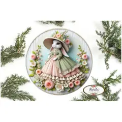 Victorian Easter Bunny Floral Sign