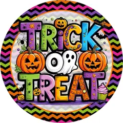 Colorful Trick or Treat Round Sign