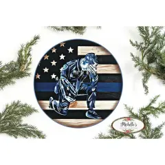 Police Officer Thin Blue Line Round Sign