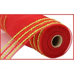 10.25" Drift Border Mesh Ribbon: Red/Lime Green (10 Yards)
