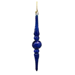 Outer Swirl Icicle Glass Ornaments - Cobalt