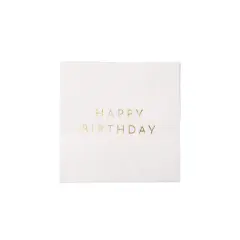 WHITE & GOLD SIGNATURE HAPPY BIRTHDAY COCKTAIL NAPKINS