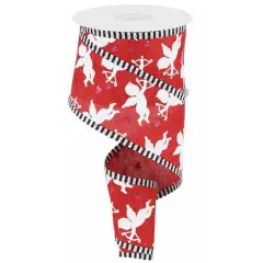 2.5" Cupid on Royal Stripe Ribbon: Dark Red (10 Yard)