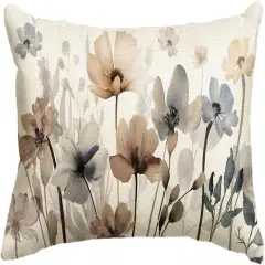 Poppy Flowers Chinoiserie Throw Pillow Cover, 12 x 20 Inch Spring Seasonal Leaves Cushion Case Decoration for Sofa Couch Farmhouse