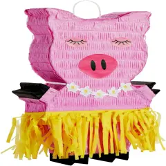 Pig Pinata - Farm Animal Pinata for Birthday Decoration, Tropical or Hawaiian Party Supplies (Small, 16.5x10x3 Inch)