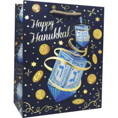 Pack/6: Hanukkah Dreidel Gift Bag - 8 x 4 x 10"