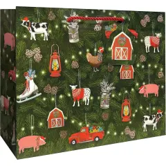 Pack/6: Farm Ornaments Gift Bag - 12-1/2 x 5 x 10"