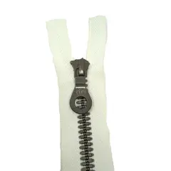 Zipper &ndash; Off White Plastic Molded 25" Open Bottom Separating with Brown Teeth