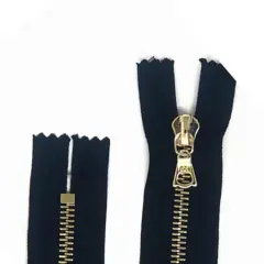 Zipper &ndash; Black 6MM Brass Teeth Closed Bottom 7"