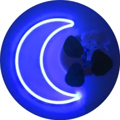 LED Blue Moon Neon Light, Cute Neon Moon Sign, USB or Battery Powered Decorative Night Light for Bedroom, Office, Dorm, Party, and Summer Events (Blue Moon)
