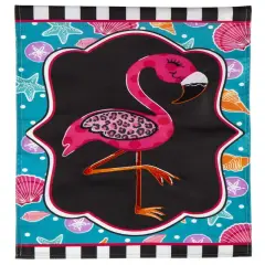 Coastal Flamingo Summer Garden Flag 2 Sided Applique
