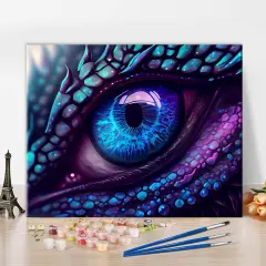 Paint by Numbers for Adults Dragon Eye in Blue and Purple Colors DIY Easy Paint by Numbers Paint by Numbers for Beginner Kids and Adults Home Wall Decor Oil Painting 16x20 Inch