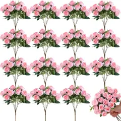 16 Bunches 12 in Artificial Mini Rose Bouquet