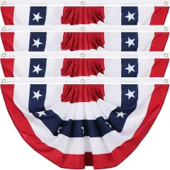 American Pleated Fan Flag, 3 X 6 Ft USA Patriotic Flag Bunting American Flags Patriotic Bunting 4th of July Decorations Patriotic Bunting Red White And Blue Patriotic Decor bunting Flags Outdoor/Outside（Set of 4）