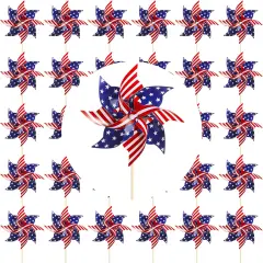 30 PCS American Flag Patriotic Pinwheels Independence Day Stars and Stripes Pinwheels Garden Windmill Wind Spinner for Flag Day