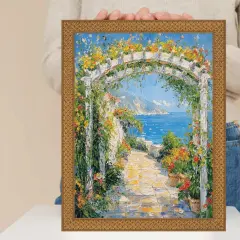 Slim Cris Cross Gothic Antique Gold Picture Frame 12x20 frame