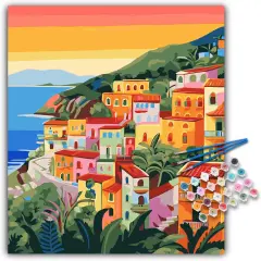 Paint by Numbers Kit for Adults Beginner, Seaside Acrylic Adult Paint by Number Kits on Canvas, Seascape Watercolor Oil Number Painting for Adults, Perfect for Home Decor Gift 16"x20"