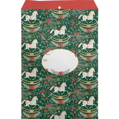 Pack/6: Rocking Horse Noel Theme Mailing Envelope - 11 x 1/2 x 15-1/2"