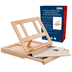 Solana Adjustable Wood Art Easel: Portable Beechwood Tabletop Easel with Storage Drawer & Palette for Painting & Drawing, Artist Desktop