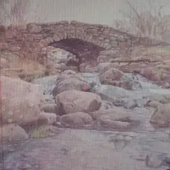 Stone Bridge Designer Printed AIDA Fabric. Canvas for embroidery with an applied backgroundKF-1115A