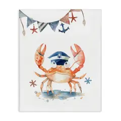Stupell Industries Crab in Sailor Hat Canvas Wall Art Design by LSR Design Studio
