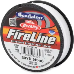 Beadalon FireLine Beading Thread by Berkley, 0.007", Break Strength 8 lb, Crystal, 50 yd