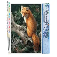 Figured'Art Paint by Numbers for Adults Fox in the Woods 16"x20" - Craft Art Painting DIY Kit Rolled Canvas without frame