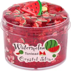 Watermelon Crystal Clear Slime with Glitters Premade(Red)