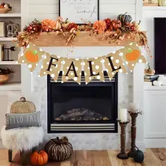 8.2Ft Fall Pumpkin Burlap Banner White Dotted Thanksgiving Bunting Garland