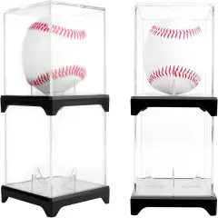 4 Pack Baseball Display Case Baseball Holder Display Case for Balls Baseball Case with Base Fit Official Size Ball