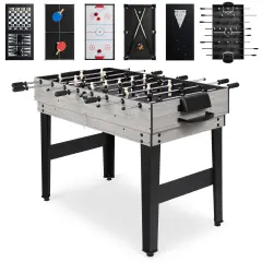 Best Choice Products 2x4ft 10-in-1 Combo Game Table Set w/ Hockey, Foosball, Pool, Shuffleboard, Ping Pong Gray